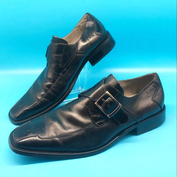Stacy Adams Men's Laceless Monk Strap Dress Shoes - Black, Size 8 Medium (D) Width, Leather